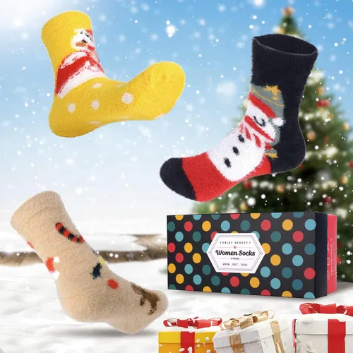 Miniatura 3 de Womens Wool Socks 5 Pairs Warm Wool Cotton Socks Thick Knit Vintage Casual Winter Socks