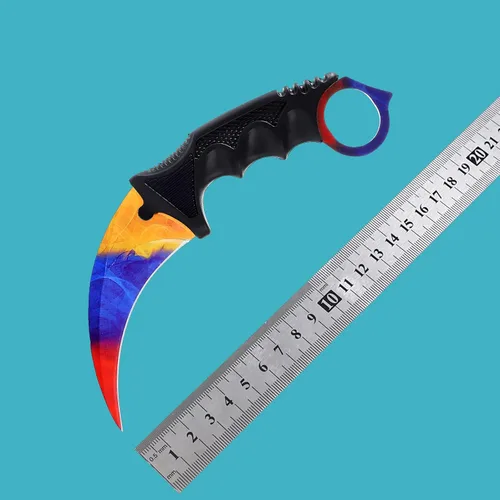 Miniatura 4 de 2 Piezas Cuchillo Karambit Hoja Fija Herramienta Táctica de Camping, Cuchillo de Caza al Aire Libre con Funda y Cordón, Adecuado para Senderismo