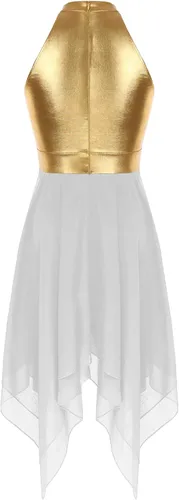 Miniatura 59 de easyforever Vestido de baile sin mangas con bloques de color para mujer, alabanza litúrgica, ropa de baile lírico, vestido de bata de adoración