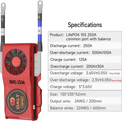 Miniatura 5 de DALY BMS Smart BMS 48V LiFePO4 30A 15S Batería de litio PCB placa de protección con cables de equilibrio para 18650 LiFePO4 3.2V batería de celdas