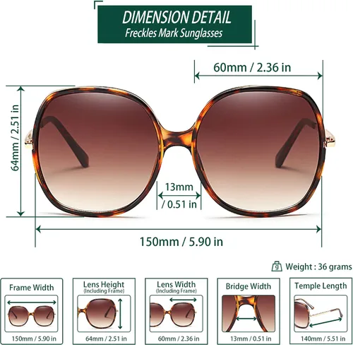 Miniatura 6 de Freckles Mark Gafas de sol cuadradas de gran tamaño de los años 70 para mujer, marco de plástico rectangular vintage