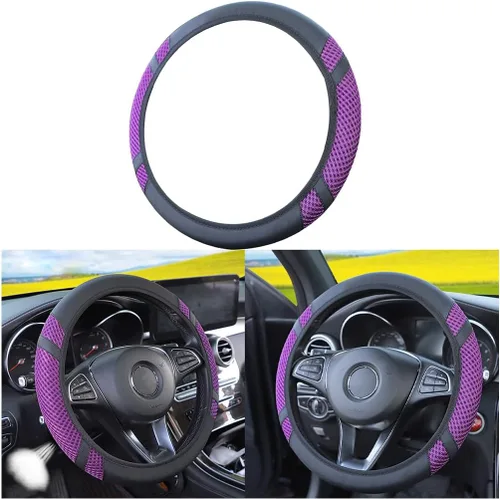 Miniatura 8 de Funda de volante de coche elástica de Zipelo, cubierta de volante de cuero transpirable para vehículo, protector antideslizante para volante