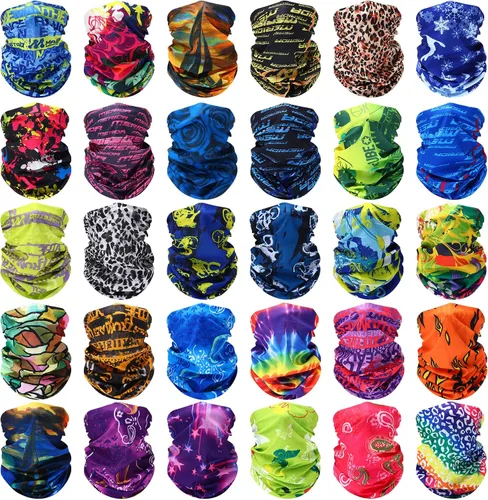 Tarpop 30 unidades de polainas para el cuello, bufanda, banda elástica para la cabeza que absorbe el sudor para mujeres y hombres, deportes, yoga,