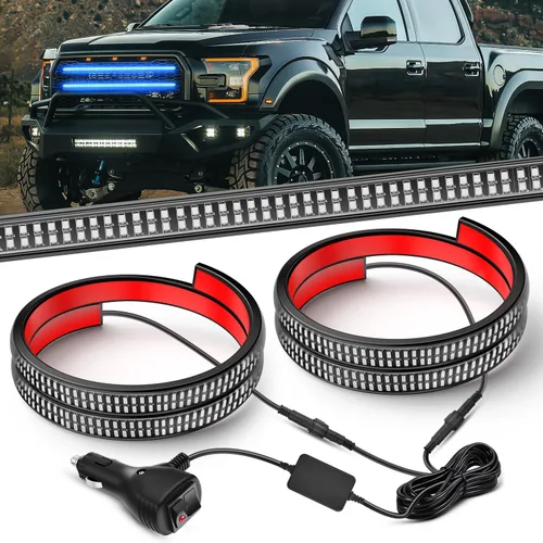Miniatura 31 de Nilight 2 piezas de 24 pulgadas de tira de luces estroboscópicas para parrilla de camiones, 384 LED, luz de emergencia ámbar, flexible, intermitente
