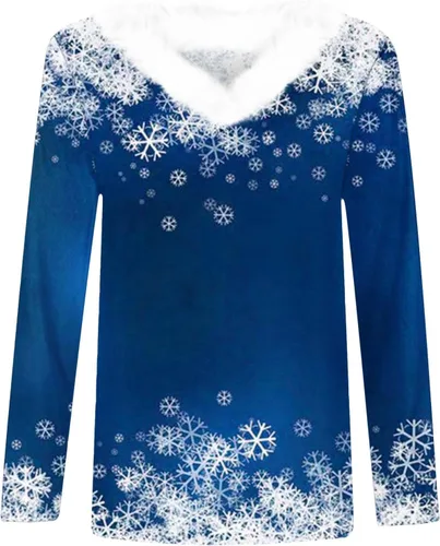 Miniatura 4 de Women's Flowy Sweatshirts Christmas Snowman Graphic Elegant Shirts Corduroy V Neck Lounge Tops Blouse for Teen Girl
