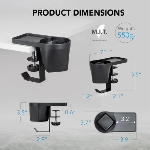 Miniatura 9 de EHO Soporte para bolígrafos y tazas de escritorio con abrazadera, organizador de artículos de papelería 3 en 1 con almacenamiento para lápices