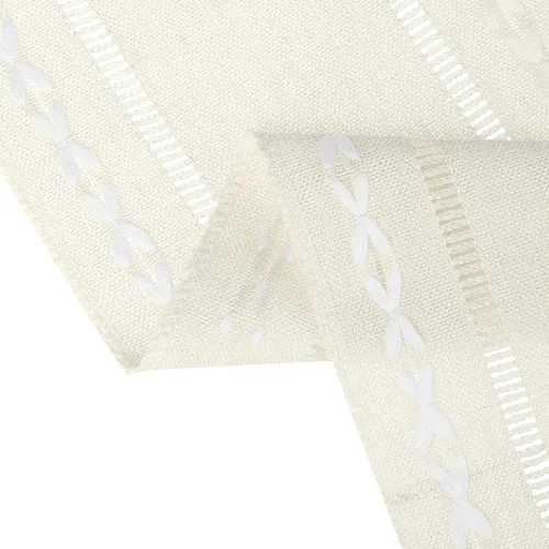 Miniatura 4 de uxcell Paquete de 1 camino de mesa rústico, caminos de mesa de granja con borlas, camino de mesa rústico para comedor, fiesta, boda, 13 x 63 Beige