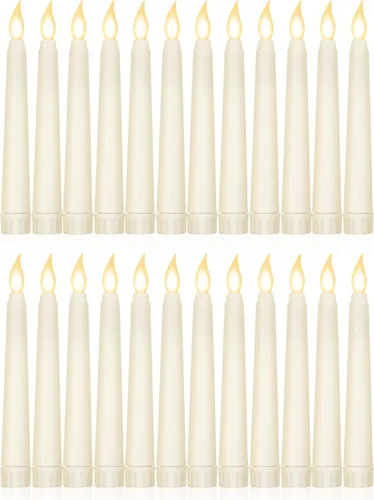 Miniatura 10 de Treela 24 piezas de velas cónicas sin llama, operadas con pilas, falsas a granel, velas de 11 pulgadas, luces LED, candelabros parpadeantes cónicos