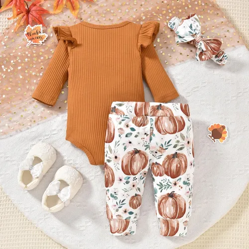 Miniatura 27 de Aalizzwell Conjunto de mameluco acanalado para bebé recién nacido prematuro para otoño e invierno