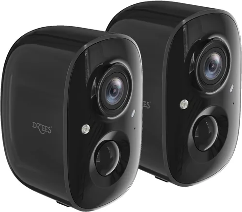 Dzees Cámaras de seguridad 2K inalámbricas para exteriores, cámara WiFi alimentada por batería para interiores y exteriores para seguridad del