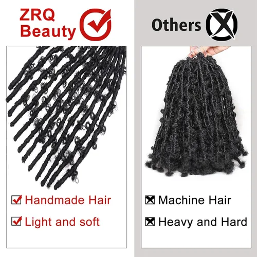 Miniatura 4 de ZRQ Butterfly Locs Cabello de Ganchillo Corto 6 Paquetes Negro Cabello Bob de Ganchillo 8 Pulgadas Locs Sintéticos Desordenados Desgastados Trenzas