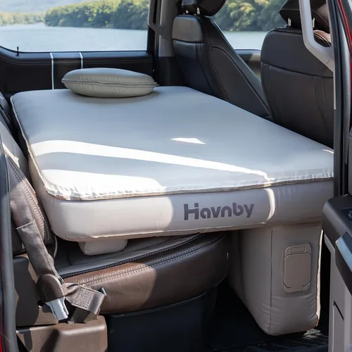 Havnby Colchón para Camión, Cama de Camping de Espuma de Aire de TPU, Cojín Inflable para Asiento Trasero con Bomba Recargable Integrada, Colchón