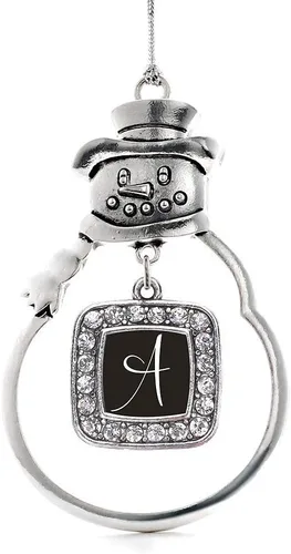 Miniatura 171 de Inspired Silver - Adorno de rodillo de reina - Adorno cuadrado de plata con muñeco de nieve con joyas de circonita cúbica
