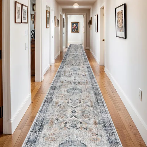 Miniatura 59 de Alfombra lavable para entrada de 2x3 pies - Alfombra pequeña de entrada vintage desgastada oriental antideslizante que no suelta pelusa, suave