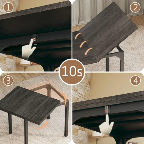 Miniatura 8 de HUAHUU Juego de mesa de comedor para 4, juego de sillas con cojín para cocina extensible de 4, mesa de comedor rectangular con marco de metal