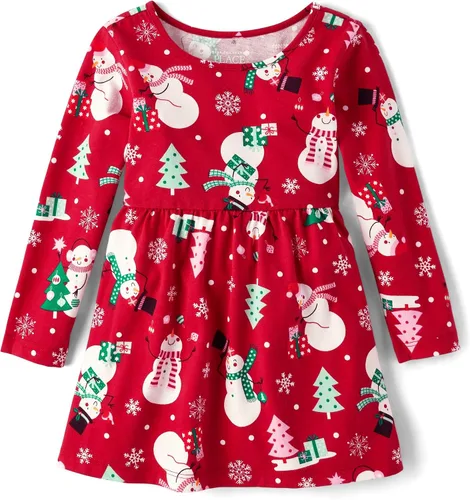 Miniatura 20 de The Children's Place Vestido diario estampado de manga larga para niñas de talla única y niños pequeños