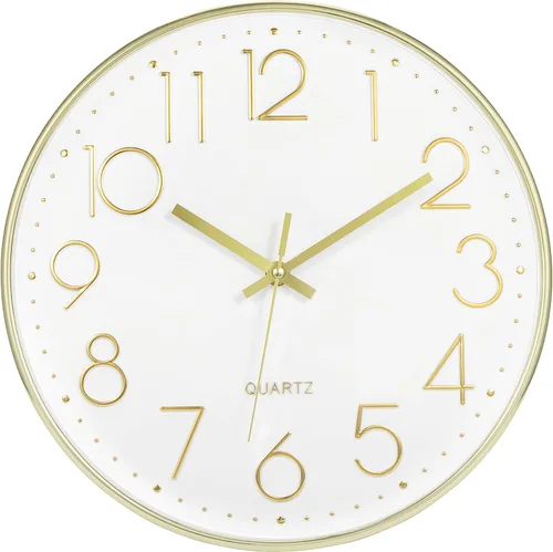 Miniatura 14 de Foxtop Reloj de pared negro de 12 pulgadas, silencioso, sin tictac, de cuarzo, funciona con pilas, reloj redondo fácil de leer para oficina, aula