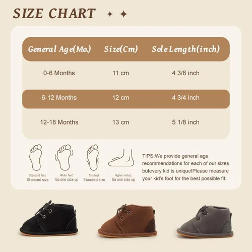 Miniatura 6 de Botas de nieve cálidas unisex para bebé, piel de piel para recién nacido, con cordones, suela de textura de goma antideslizante, zapatos de cuna