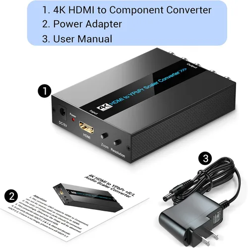 Miniatura 7 de HDMI al convertidor de componentes con la función del escalador, aluminio 1080P HDMI al convertidor de YPbPr