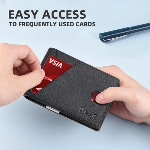 Miniatura 22 de Zitahli - Billeteras delgadas RFID para hombres, billetera de cuero flexible con clip de dinero, cartera minimalista con bolsillo frontal