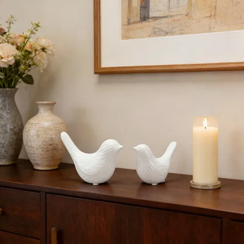 Miniatura 7 de FANTESTICRYAN Juego de 2 pequeñas estatuas de pájaros de cerámica, decoración del hogar, esculturas de animales de estilo moderno, adornos