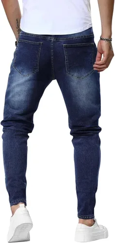 Miniatura 4 de Woenzaia Jeans para Hombre Slim Fit Skinny Denim Elásticos Cónicos