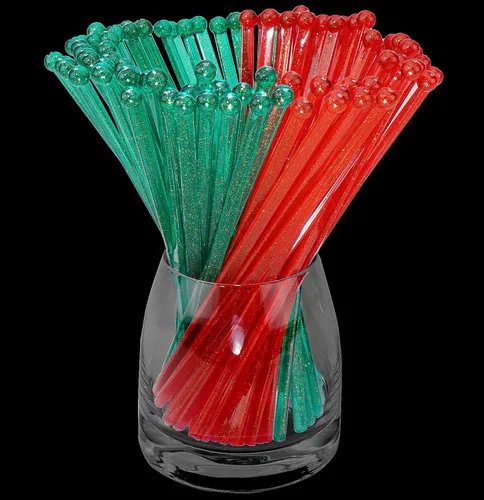 Miniatura 11 de hapray 50 palitos de plástico con purpurina dorada, paletas de pastel de cristal, agitadores de bebidas de café, palitos de piruleta para fiesta
