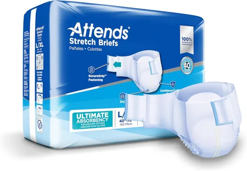 Miniatura 9 de Attends - Pañales desechables para incontinencia de adultos con diseño Stretch, talla Mediana/Regular, para cinturas de 31-52 pulgadas con cierre