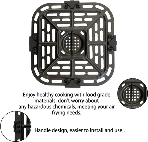 Miniatura 5 de Bandeja cuadrada de 2 cuartos de galón para freidora de aire para instantáneos, mini horno Vortex, freidora de aire antiadherente mejorada, rejilla