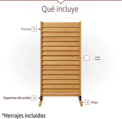 Miniatura 5 de Pantalla de privacidad Enclo independiente o montada en superficie, 6.1 pies de alto x 3.1 pies de ancho (1 panel), pantalla de valla de madera, Con
