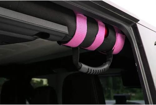 Miniatura 6 de JeCar Asas de agarre de barra antivuelco resistentes compatibles con Jeep Wrangler 1955-2023 CJ YJ TJ JK JL y Gladiator JT Truck, rosa