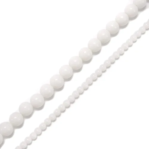 Miniatura 3 de JM Design Granos de porcelana blanca lisos granos redondos tamaño 0.315 in 15.5 '' hebra para la fabricación de joyas