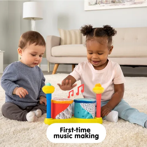 Miniatura 5 de Lamaze Squeeze Beats First Drum Set – Juguete sensorial para bebé incluye divertidos sonidos de animales – Juguetes musicales coloridos