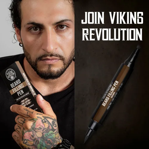 Miniatura 6 de Viking Revolution Bolígrafo para Barba (Paquete de 2) - Relleno de Lápiz de Barba Marrón para Hombre Lápiz para Barba de Hombre - Kit de Bolígrafo