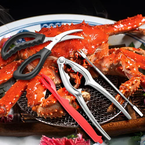 Miniatura 7 de suoundey Juego de herramientas para mariscos con cascanueces de langosta, pinzas de cangrejo de acero inoxidable, tenedor de patas de cangrejo