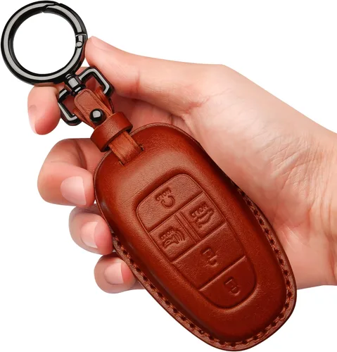Miniatura 10 de Tukellen Funda para llavero de cuero con llavero compatible con Hyundai Sonata 2020 2021, llave remota Tucson 2022, color negro