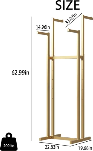 Miniatura 3 de Percheros Dorados para Ropa, Perchero de Metal con 4 Brazos Rectos, Perchero de Pie para Colgar Ropa Resistente, 46" a 63" de Altura Ajustable