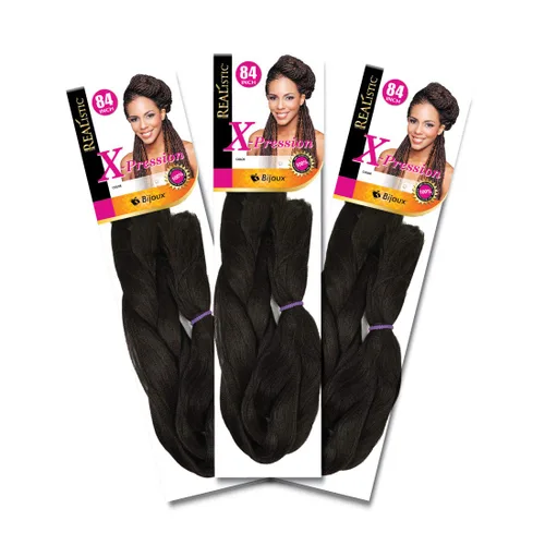 Realistic | Trenza original X-Pression 84 pulgadas | 100% Kanekalon (paquete de 3, 1) M-61XPRES84