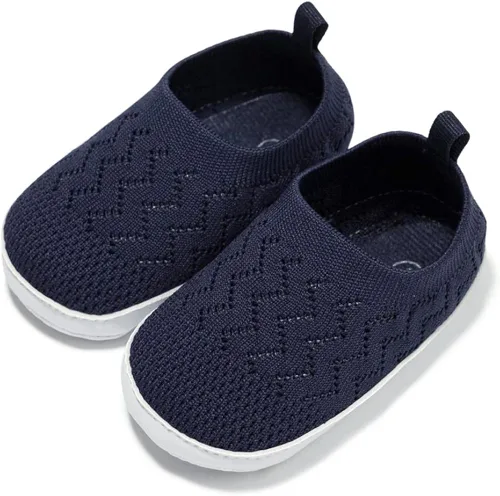 Miniatura 2 de Meckior - Zapatos para recién nacidos, tipo mocasines de lona con suela suave para recién nacidos, bebés, niños y niñas que estén dando sus primeros