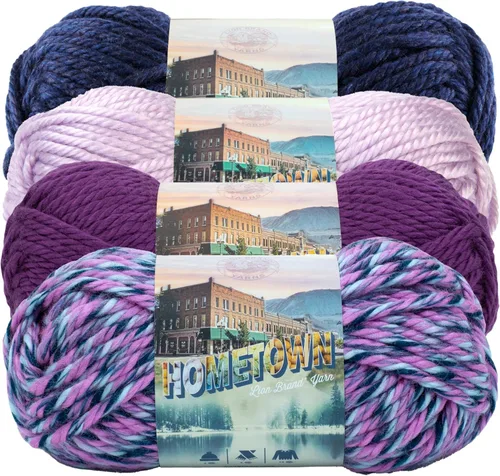 Miniatura 63 de Lion Brand Yarn Hometown - Ovillo de lana súper voluminoso para tejer, ganchillo y manualidades, 1 unidad, Phoenix Azalea
