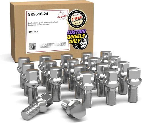 Miniatura 10 de Wheel Accessories Parts 20 pernos de bola de rosca M14 x 1.5 para asiento de bola, acabado negro, 1.299 in, longitud del vástago de 0.669 in