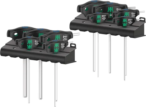 Wera - 5023451001 454/10 HF Set Imperial 1 Juego de destornilladores con mango en T Hex-Plus con función de sujeción, Imperial, 10 piezas
