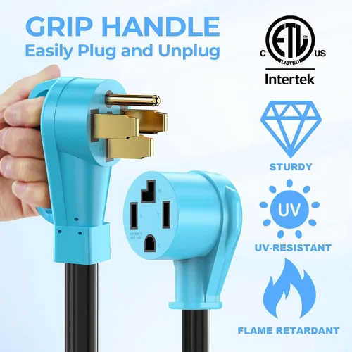 Miniatura 3 de CircleCord NEMA 14-50P a 14-30R Cable adaptador de cargador EV compatible con EV y uso de secadora, para carga EV de nivel 2, diseño doblado de 180