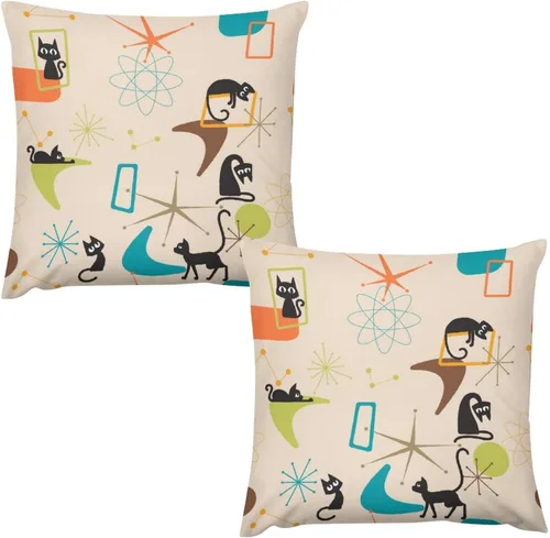 Miniatura 23 de Juego de 2 fundas de almohada florales retro de los años 70, Groovy Funky Hippie Flor Naranja Estética Boho Fundas de Almohada de 16 x 16 pulgadas