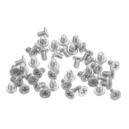 Miniatura 56 de Uxcell M1-0.25 x 2 mm 50 piezas Tornillos de cabeza plana redonda 304 de acero inoxidable Phillips Drive tornillos de máquina para fijación