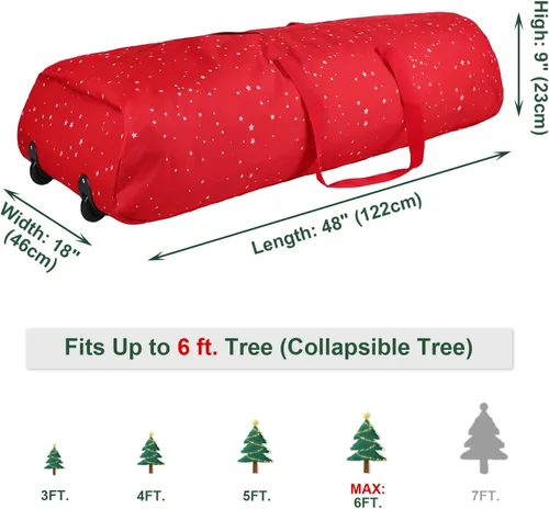 Miniatura 5 de Surblue Bolsa de almacenamiento para árbol de Navidad, se adapta a árboles artificiales desmontados de hasta 6 pies de alto, asas duraderas