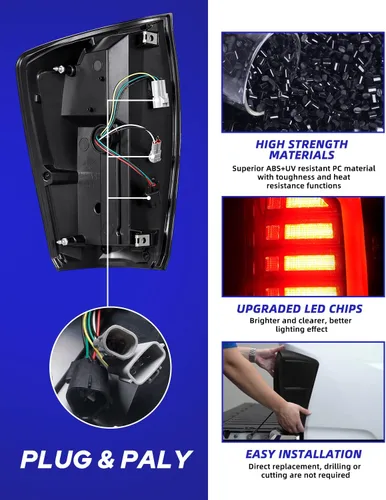 Miniatura 7 de AUTOONE 2023 Ensamblaje de Luz Trasera LED Mejorado para Toyota Tacoma con Carcasa Negra y Lente Ahumada, Reemplazo de Lámpara Trasera para Toyota