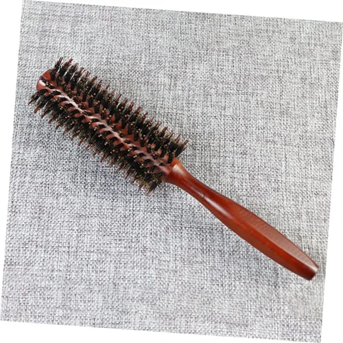 Miniatura 6 de FRCOLOR Cepillo de pelo redondo peine para las mujeres de sarga mango de madera de secado de pelo peinado herramienta de rizado color al azar