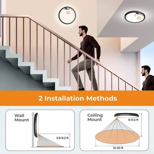 Miniatura 6 de BLNAN Lámpara de techo con sensor de movimiento con cable, 8.7 pulgadas, 3000 K, 4000 K, 5000 K, seleccionable, lámpara LED de montaje empotrado