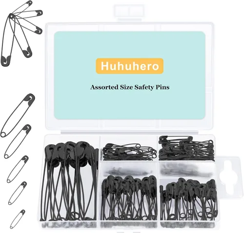 Miniatura 10 de Huhuhero Paquete de 340 pasadores de seguridad surtidos, pequeños y grandes, resistentes para coser ropa, disfraces, 5 tamaños diferentes, pasadores